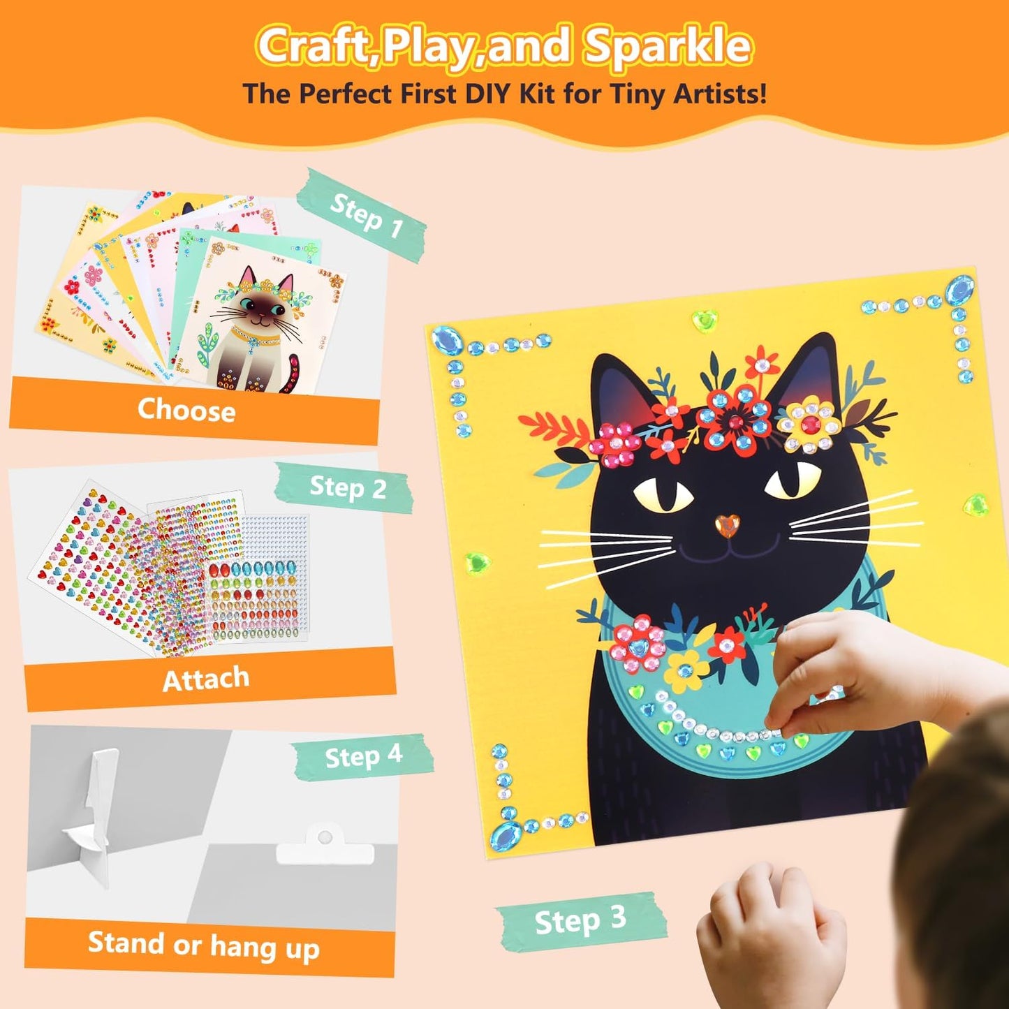 Marlrin Cats Craft Kits for Kids Ages 4-8, Arts and Crafts Kits,Craft Kit for Girls 6-8,Diamond
