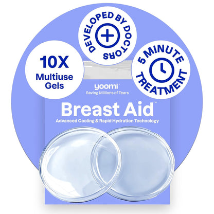 Breast Aid™ Soothing Cryogel Pads for Sore Cracked Nipples with HOCl, 10x Multiuse, Advanced