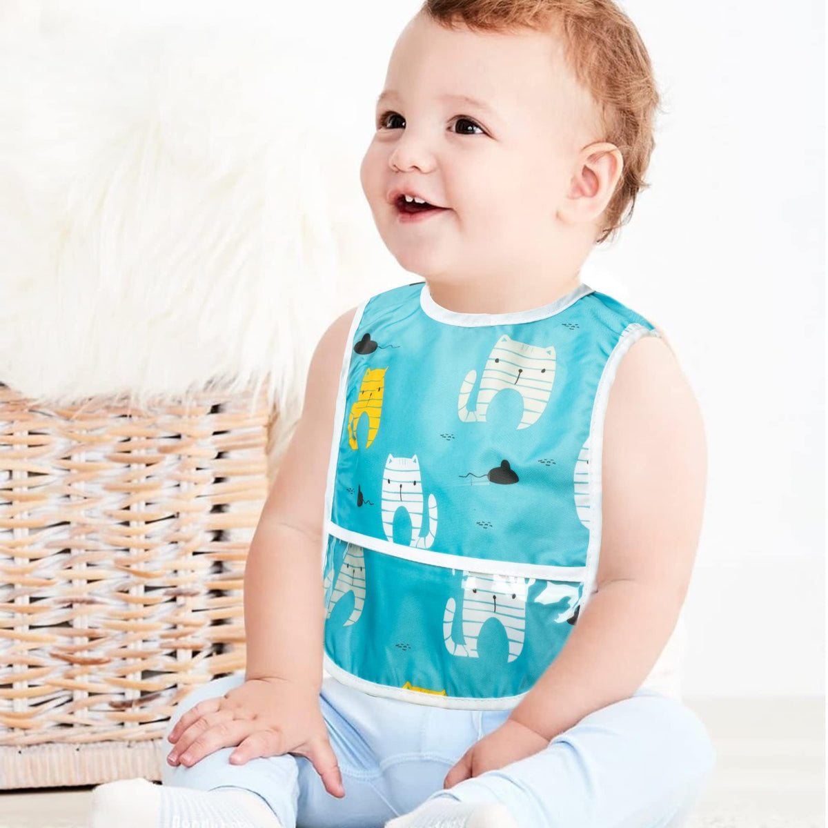 2ooya 6Pcs Waterproof Baby Bibs for Eating, Mess Proof Infant Feeding Bibs