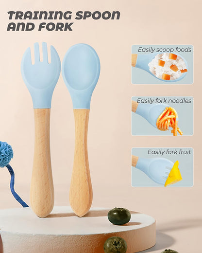 10 pcs Baby Spoons and Forks, First Stage Baby Led Weaning Spoons, Chewable Baby Utensils for