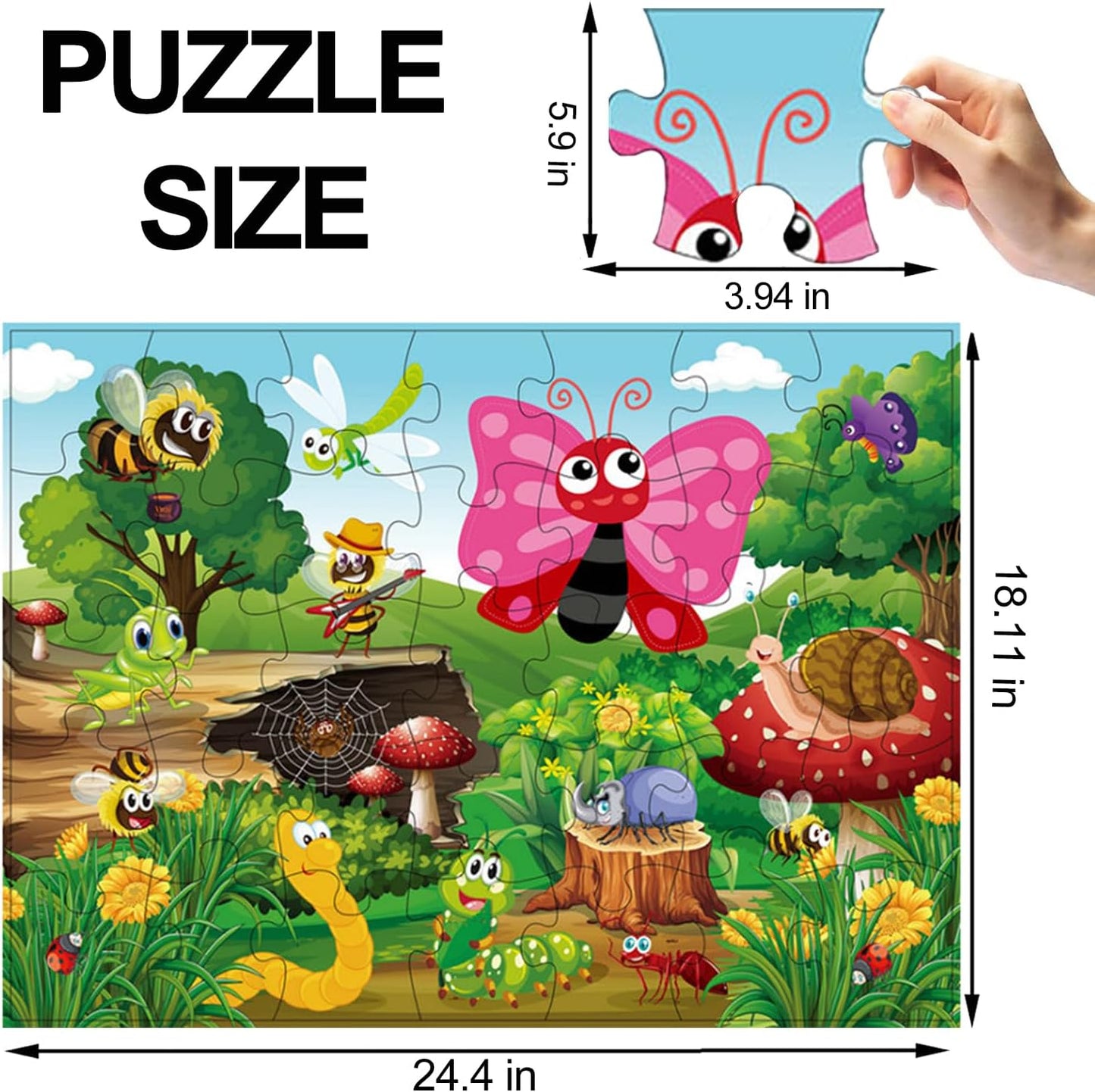 Jumbo Floor Puzzle for Kids, Large Jigsaw Puzzles 35 Piece for Kids Ages 3-5,Preschool Learning &