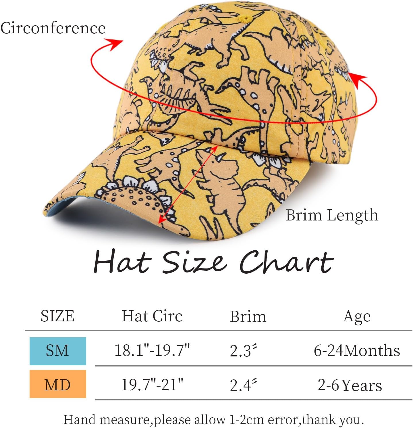 JANGANNSA Dinosaur Boys Girls Caps Embroidery Baby Baseball Caps Cotton Infant Toddler Kids Hat