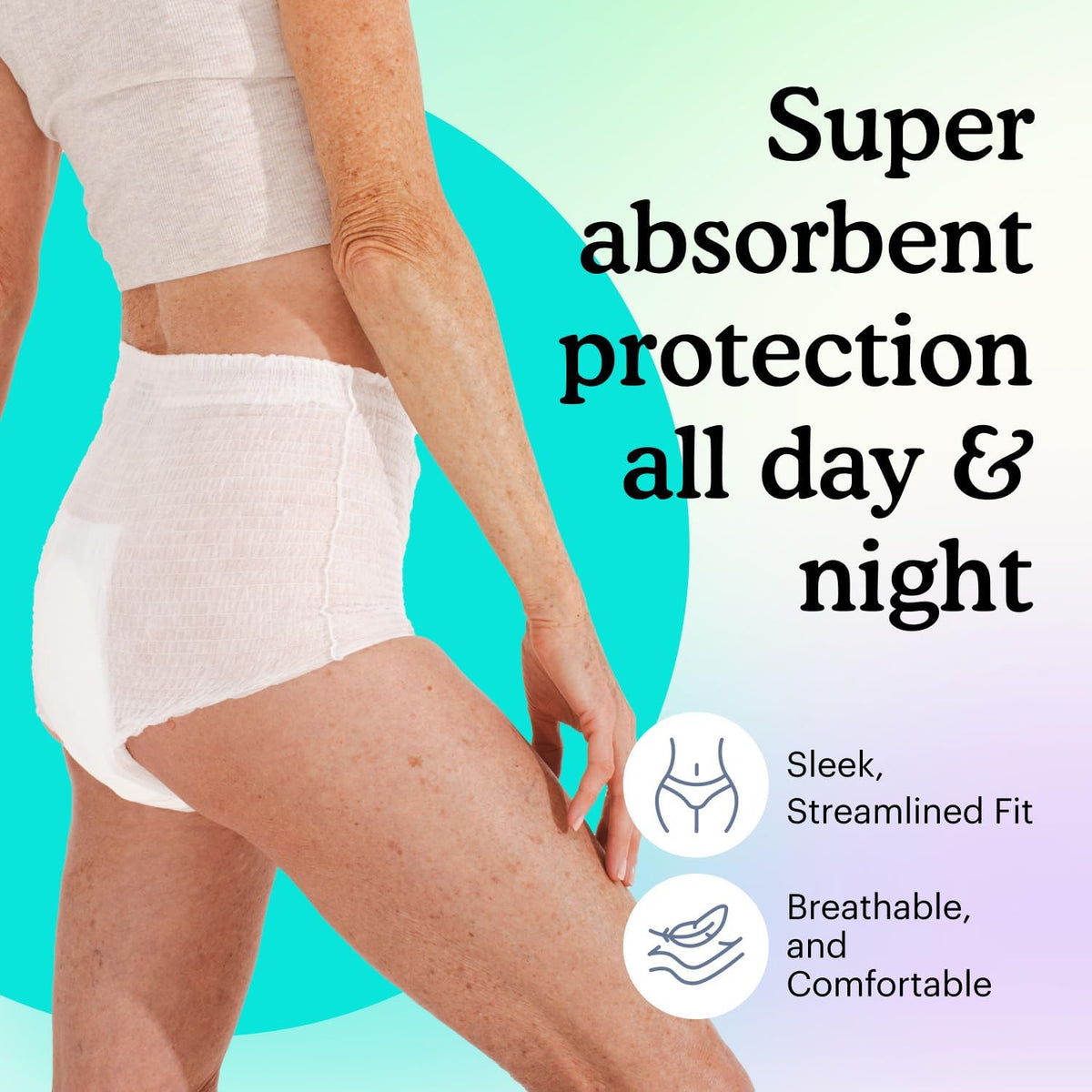 Because Adult Incontinence Underwear for Sensitive Skin - Women - Premium Overnight Disposable