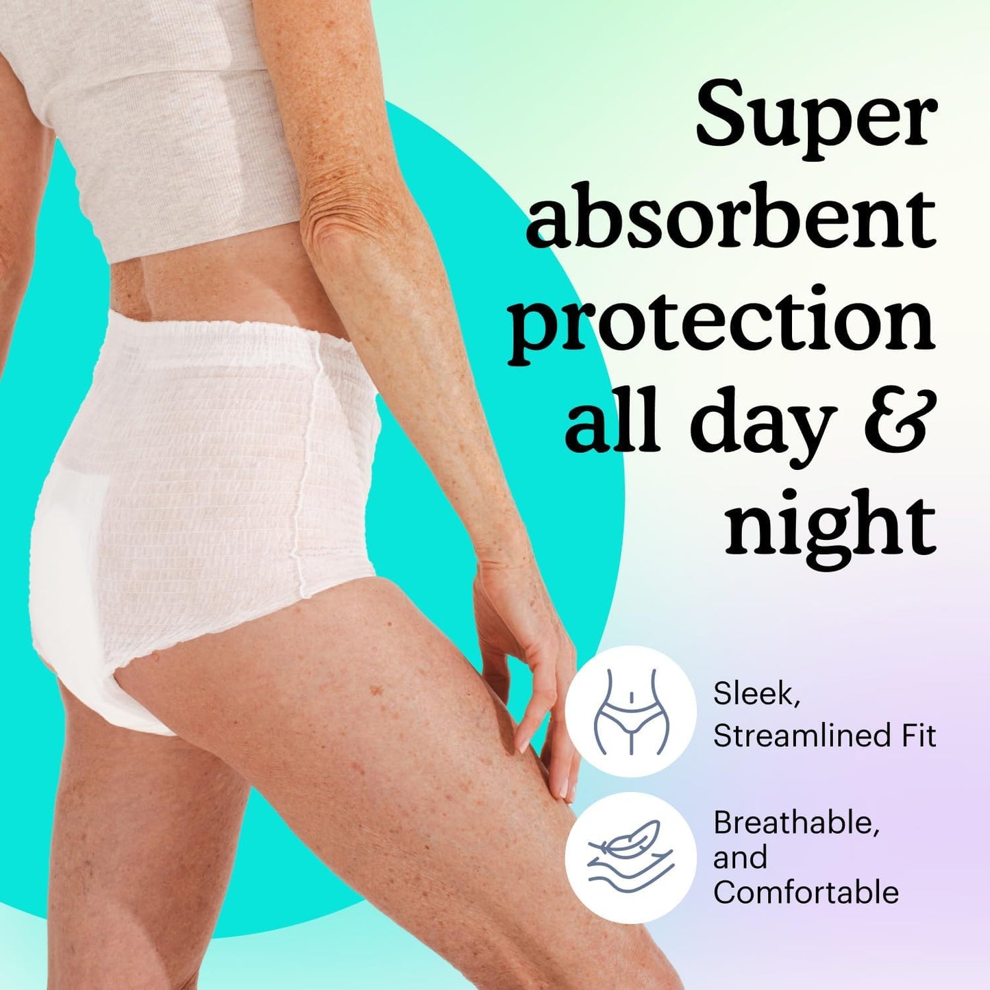 Because Adult Incontinence Underwear for Sensitive Skin - Women - Premium Overnight Disposable