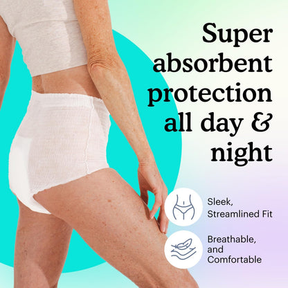 Because Adult Incontinence Underwear for Sensitive Skin - Women - Premium Overnight Disposable
