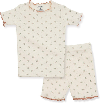 AVAUMA Baby Boy Girl Pajama Set 6M-7T Kids Cute Toddler Snug fit Flower Pattern Design Pjs Cotton