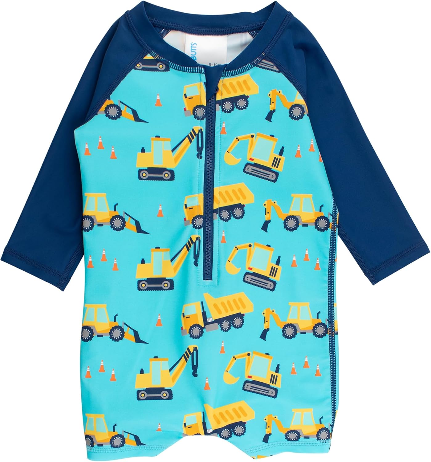 RUGGEDBUTTS Baby/Toddler Boy Swimsuit, One Piece Zipper Rash Guard Sunsuit with UPF 50+ Sun