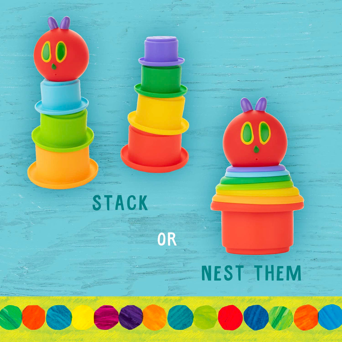 Kids Preferred World of Eric Carle The Very Hungry Caterpillar Bath Time Stacking Cup Set with