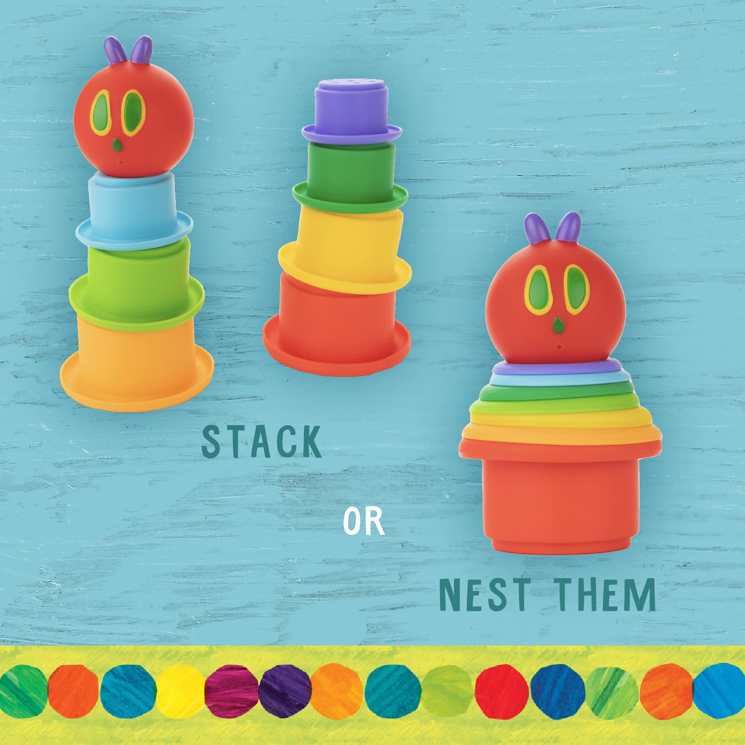 Kids Preferred World of Eric Carle The Very Hungry Caterpillar Bath Time Stacking Cup Set with