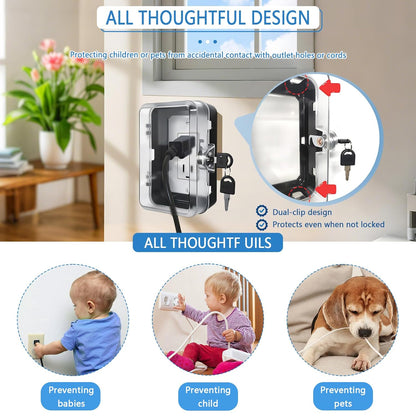 Child Proof Outlet Lock Box with 2 Durable Keys - Heavy Duty Safety Cover for Baby Proofing