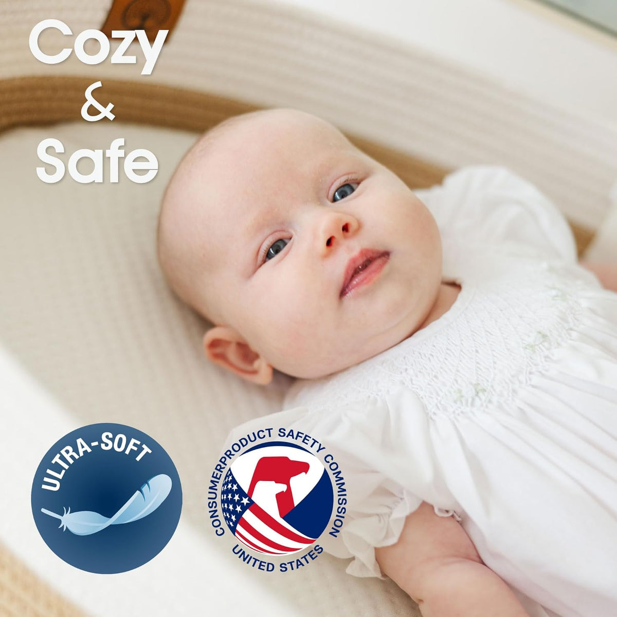 J&JOO Baby Changing Basket includes Diaper Caddy - Breathable & Waterproof Dual-Cover, Portable