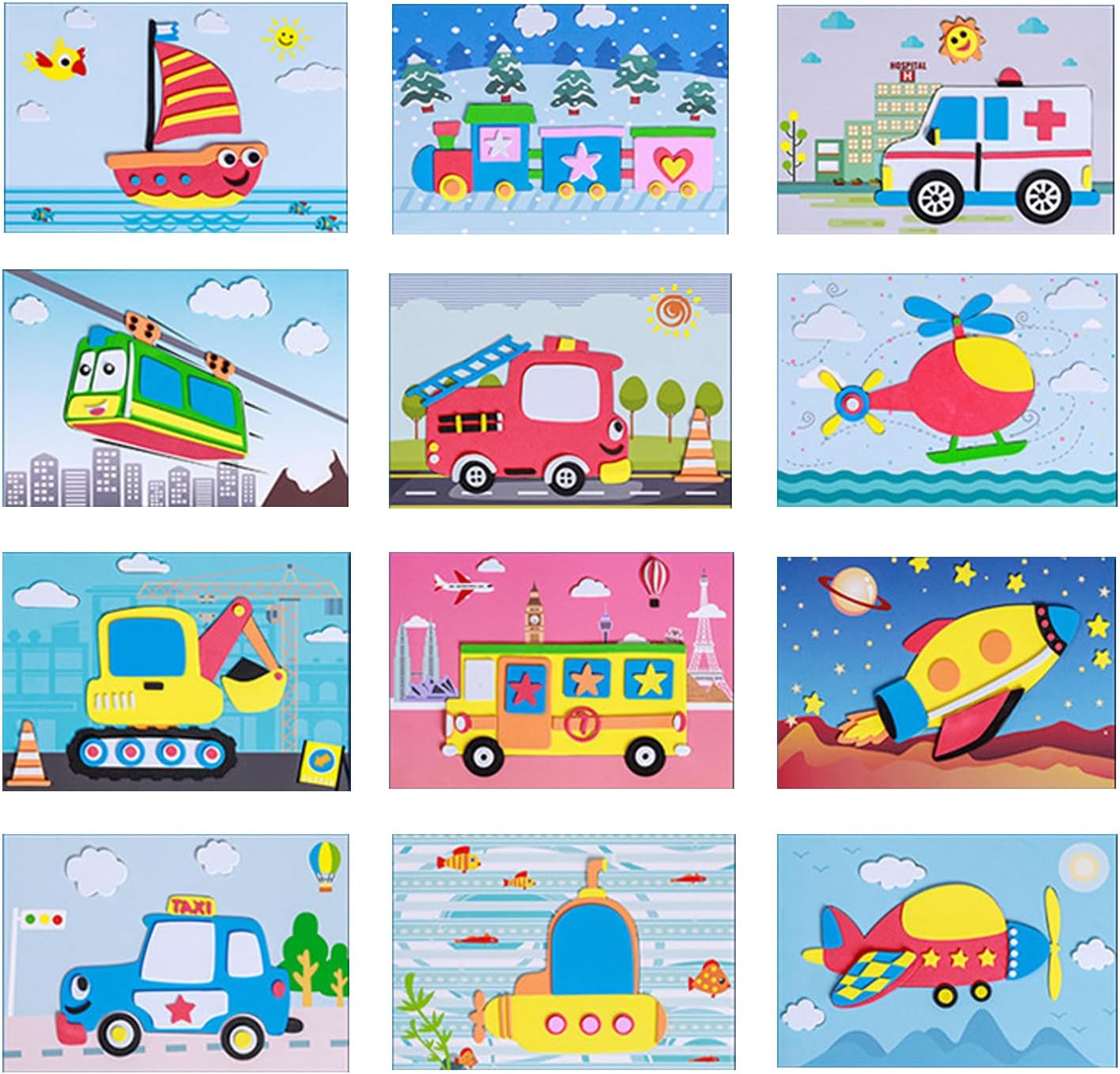 Lovyan 3D EVA Foam Stickers for Toddlers 12PCS Sticky Foam DIY Craft Preschool Art Class Drawing