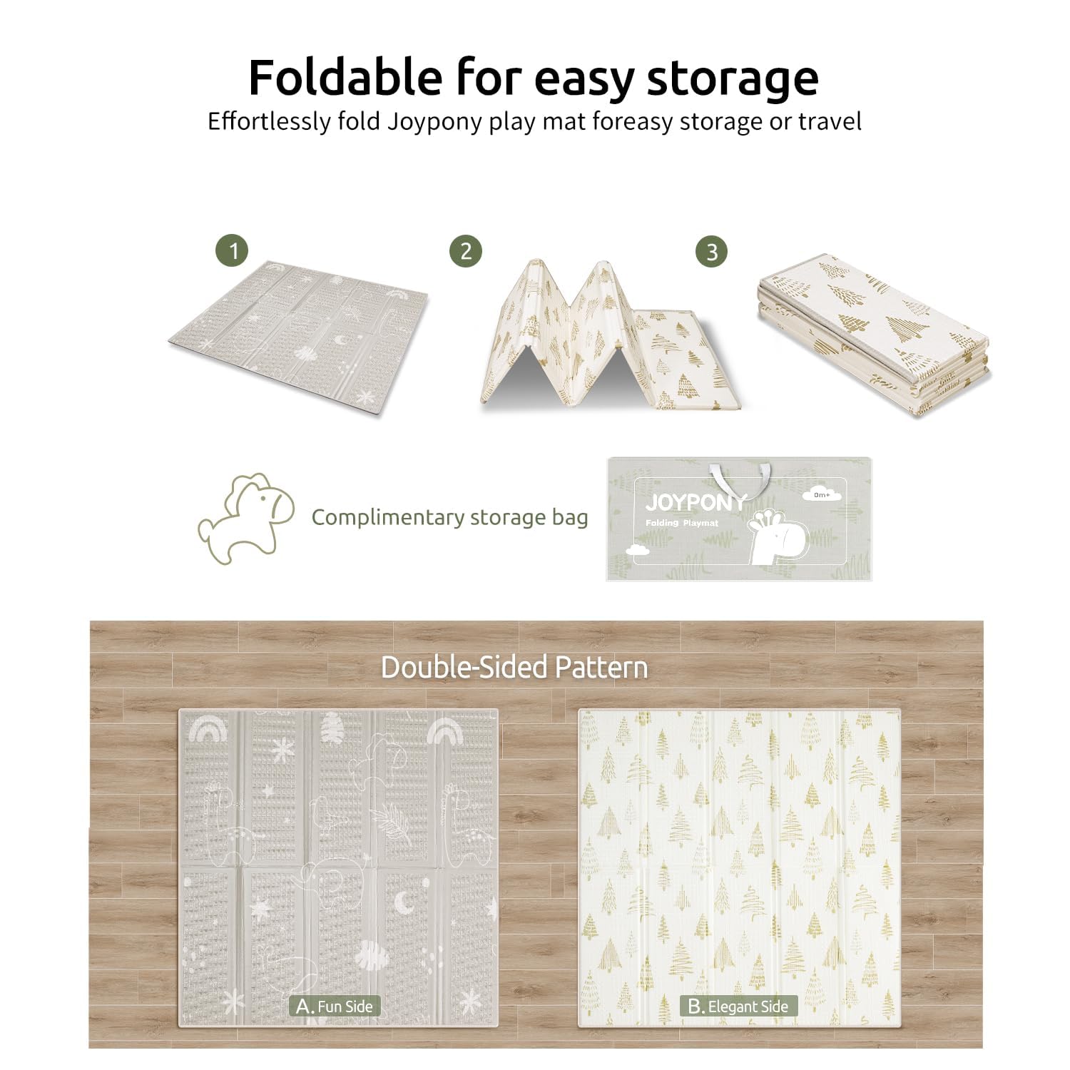 Baby Play Mat, 47 x 47 Inch Foldable Play Mats for Babies and Toddlers, Waterproof & Anti-Slip