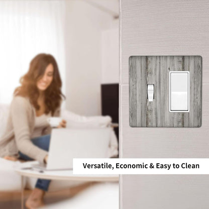 Outlet Covers Farmhouse Rustic Grey Barn Door Wood 1 Toggle 1 Rocker Combination Decorative Wall