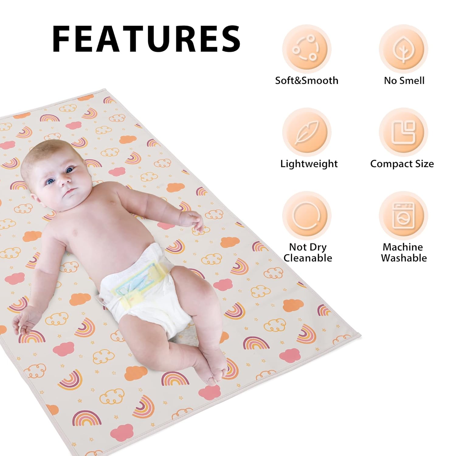 Vegan Leather Baby Changing Mat - Wipeable Portable Changing Pad, Foldable Travel Changing Mat for