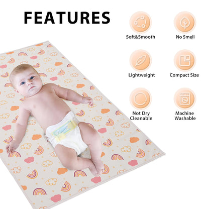 Vegan Leather Baby Changing Mat - Wipeable Portable Changing Pad, Foldable Travel Changing Mat for