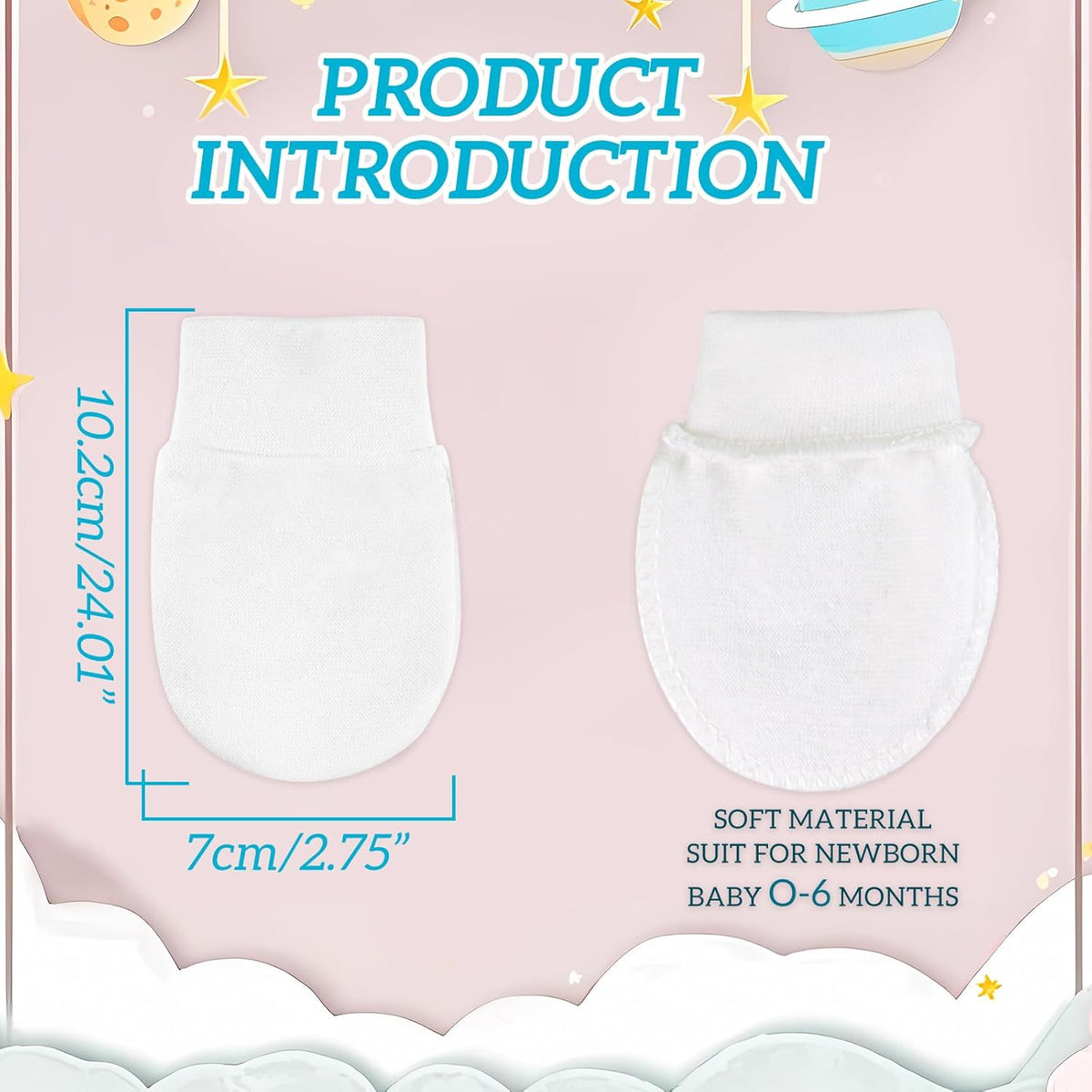 No Scratch Baby Mittens Newborn Infant Toddler Mittens Soft Elastic Wrist Gloves Mitten for 0-6