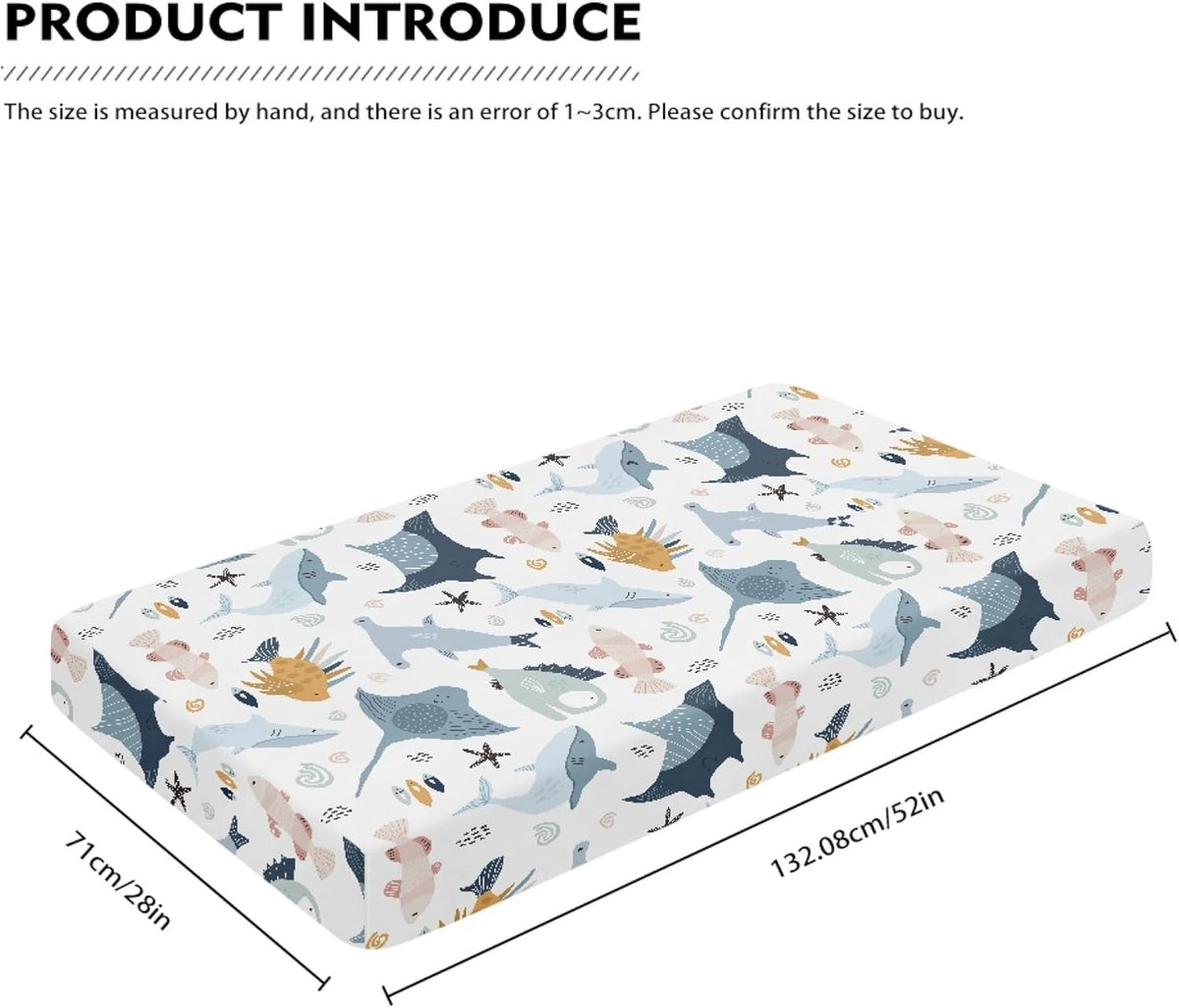 Colorful Fishes Fitted Crib Sheet Ocean Animals Baby Crib Sheet Fit Standard Crib and Toddler