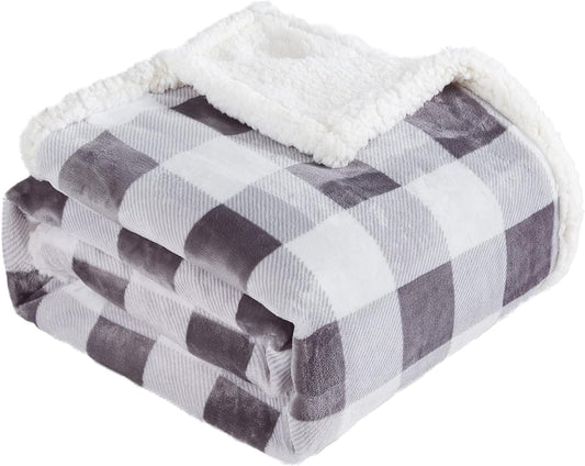 Touchat Sherpa Plaid Twin Blanket 60" X 70", Fuzzy Fluffy Soft Cozy Throw Blanket, Twin Size Plush