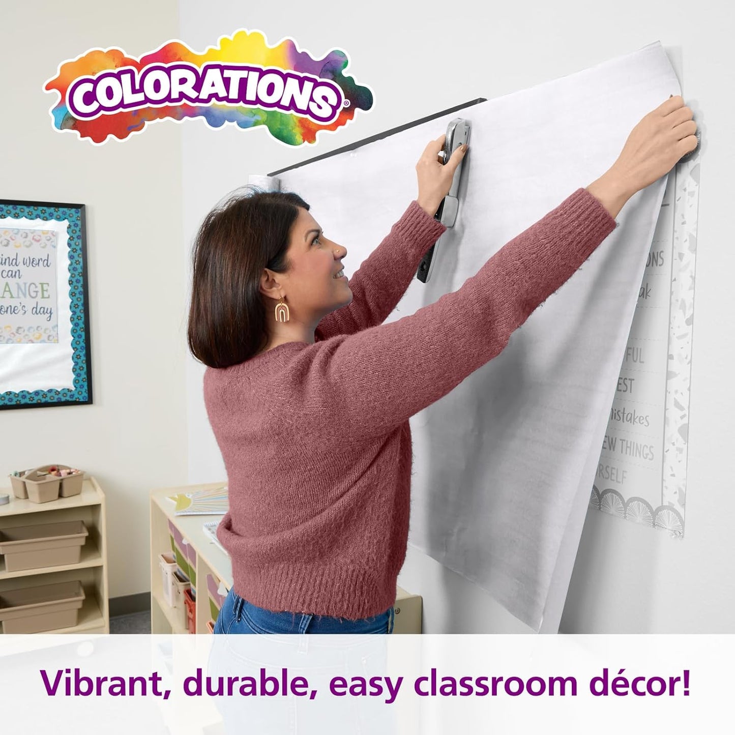 Colorations Dual Surface Paper Roll Classroom Supplies for Arts and Crafts White (36" x 1000')