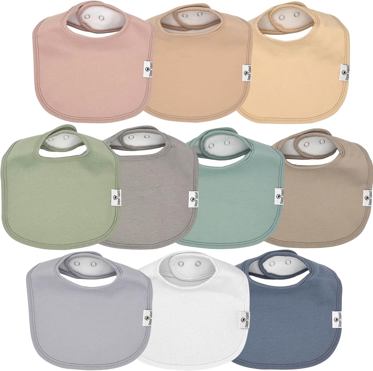 DiaperSquad's Baby Bibs for Drooling and Teething, Bibs for Boys, Baby Girl - Solid Cotton Baby
