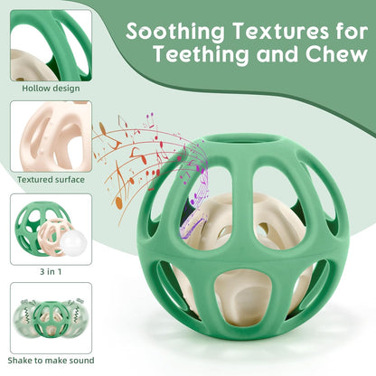 MCGMITT Baby Montessori Sensory Toys for 0-6 6-12 Months, Easy Grasp Food Grade Stretchy Silicone