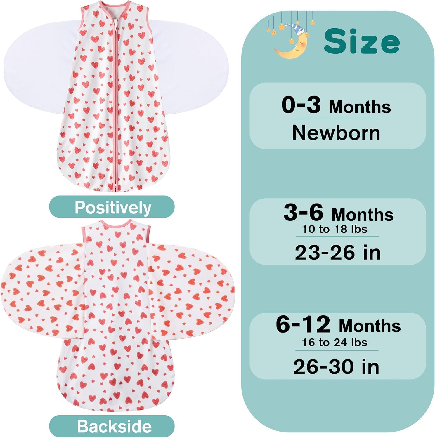 Newborn Sleep Sack Baby Swaddle,Swaddle me 6-12 Month,3-Way Adjustable Wearable Blanket,100% Rayon