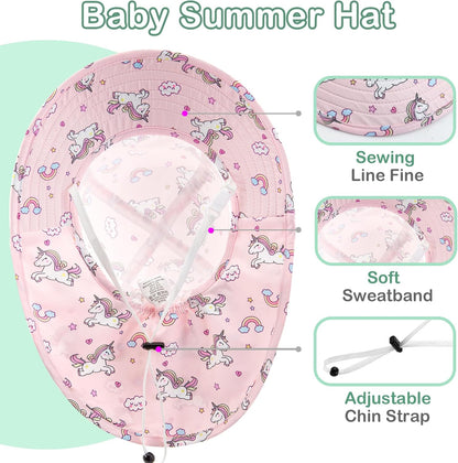 XIAOHAWANG Girls Sun Hat Baby Beach Hats Boys UPF 50+ Kids Summer Protection Cap Toddler Breathable