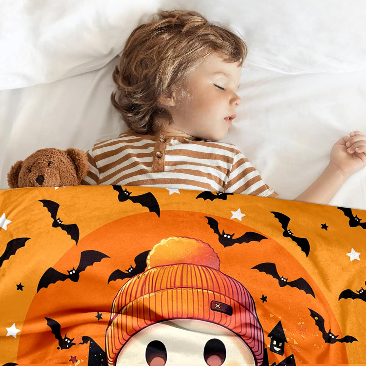 Ship Next Day, Custom Halloween Blanket - Printed in USA, Personalized Baby Blankets with Name