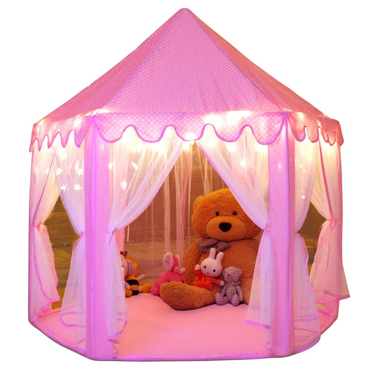 Monobeach Princess Tent Girls Large Playhouse Kids Castle Play Tent with Star Lights Toy for