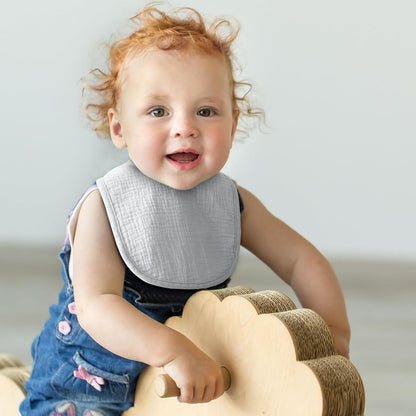 6-Pack Muslin Baby Bibs for Unisex Boys Girls, Cotton Baby Drool Bibs, Drooling and Teething Bibs