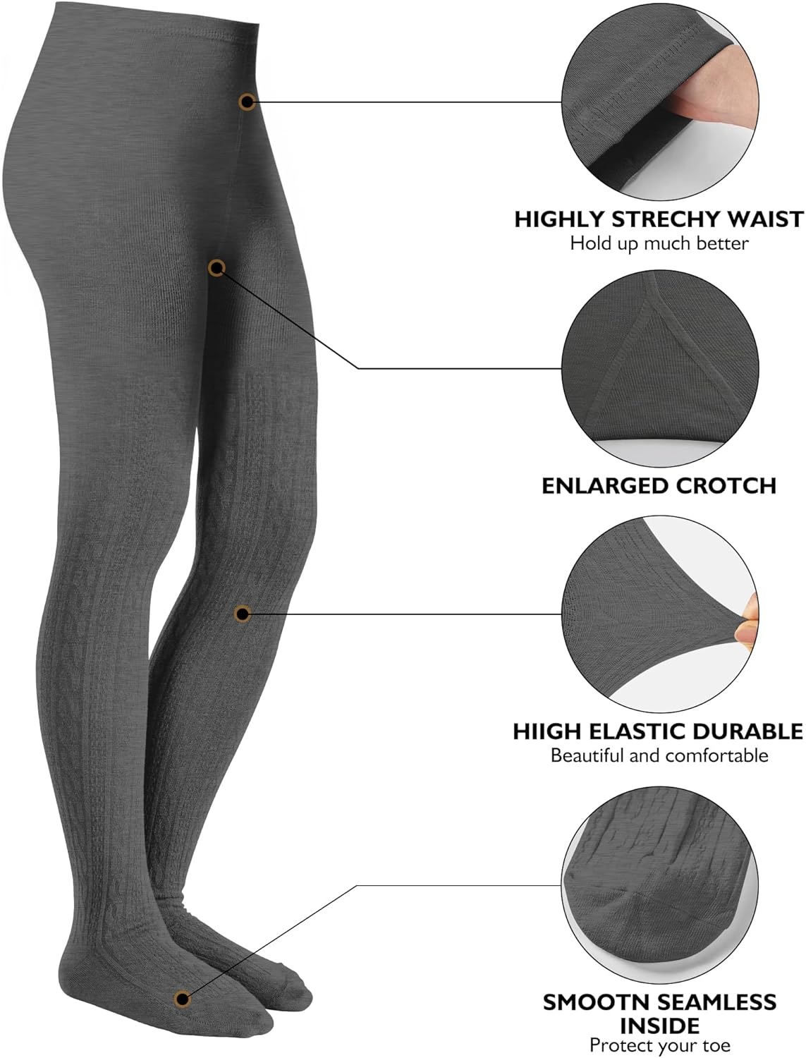 Baby Girls Tights Cable Knit Toddler Leggings Winter Solid Cotton Tights School Stockings 2 Pack