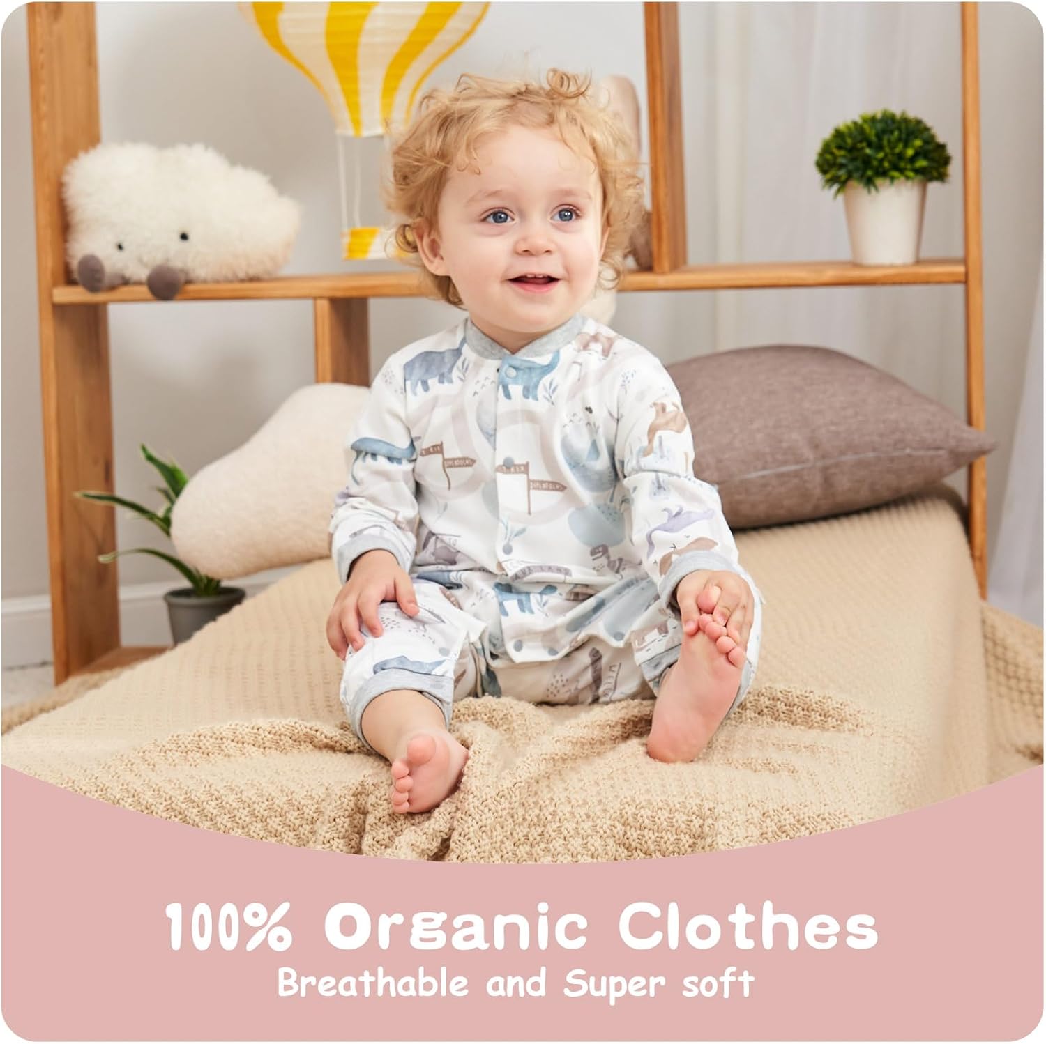 100% Organic Cotton Soft 3-24 Months Baby Romper Jumpsuits for Boys and Girls Unisex Long Sleeve