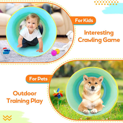 Moncoland Kids Play Tunnel Tent for Toddlers, Colorful Cotton Pop Up Crawl Tunnel Toy for Baby