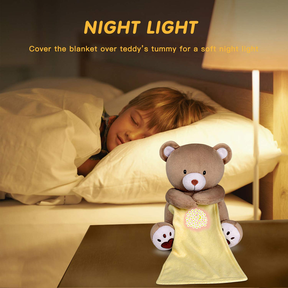 BEREST Rechargeable Baby Sleep Soother Bear, Mom's Heartbeat & Lullabies, White Noise Sound