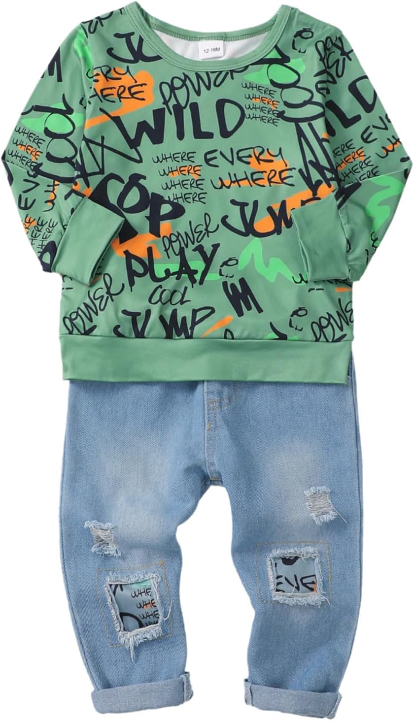 Toddler Baby Boy Outfits Fall Winter Clothes Color Block Long Sleeve Sweatshirt Tops + Jogger Pants