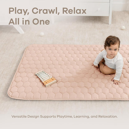 Comfy Cubs Rectangle Kids Play Mat - Small 36 x 60 inches Soft Quilted Baby Floor Mat with Non-Slip