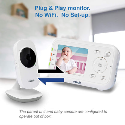 VTech Video Baby Monitor with 1000ft Long Range, Auto Night Vision, 2.8” Screen, 2-Way Audio Talk