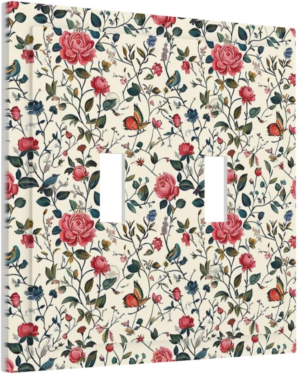 Decorative Switch Plates Vintage Flowers Rose Leaf Bird Butterfly 2 Gang Double Toggle Outlet Light