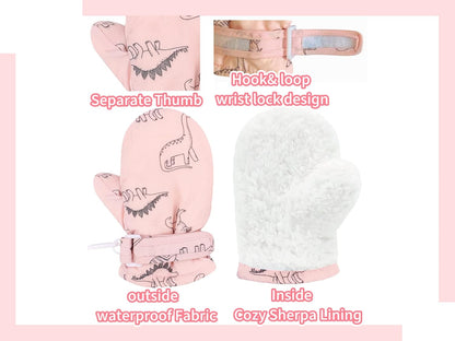 Toddler Gloves Kids Mittens Winter Warm Lined Fleece Gloves Waterproof Snow Baby Mitten for Boys