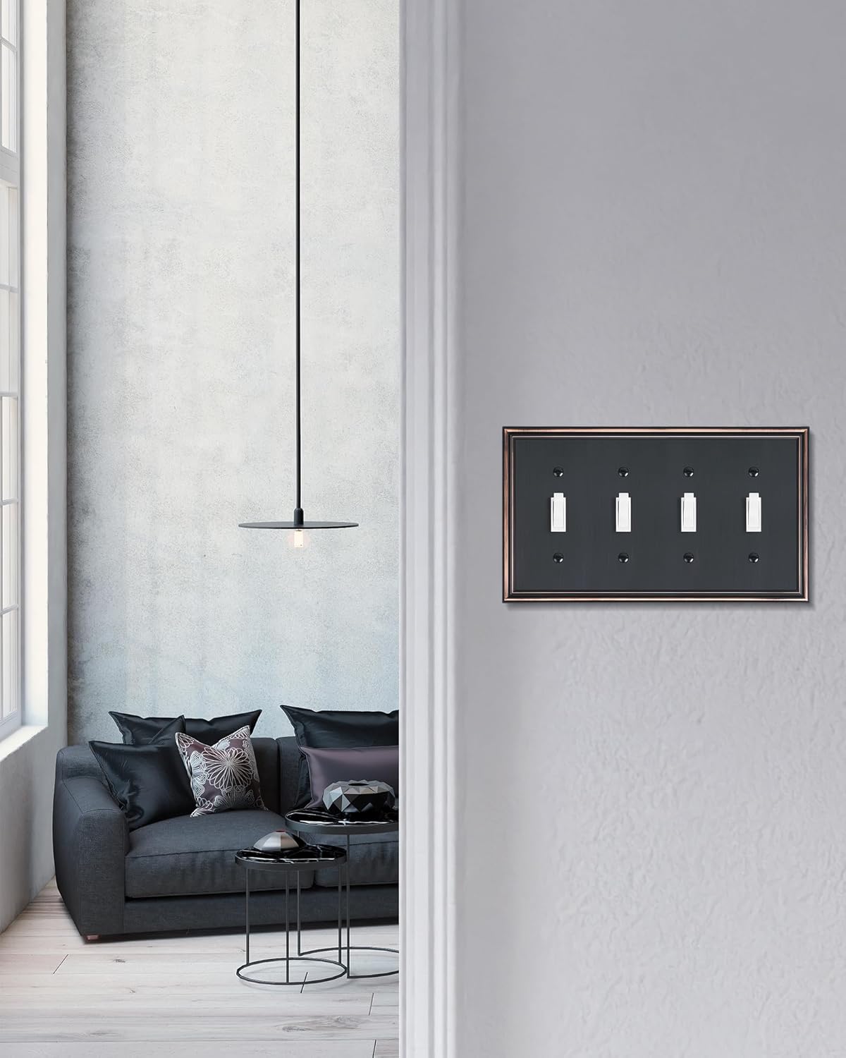 2-Pack Quad Toggle Light Switch Cover Plate, Durable Zinc Alloy Decorative Switch Plate Covers