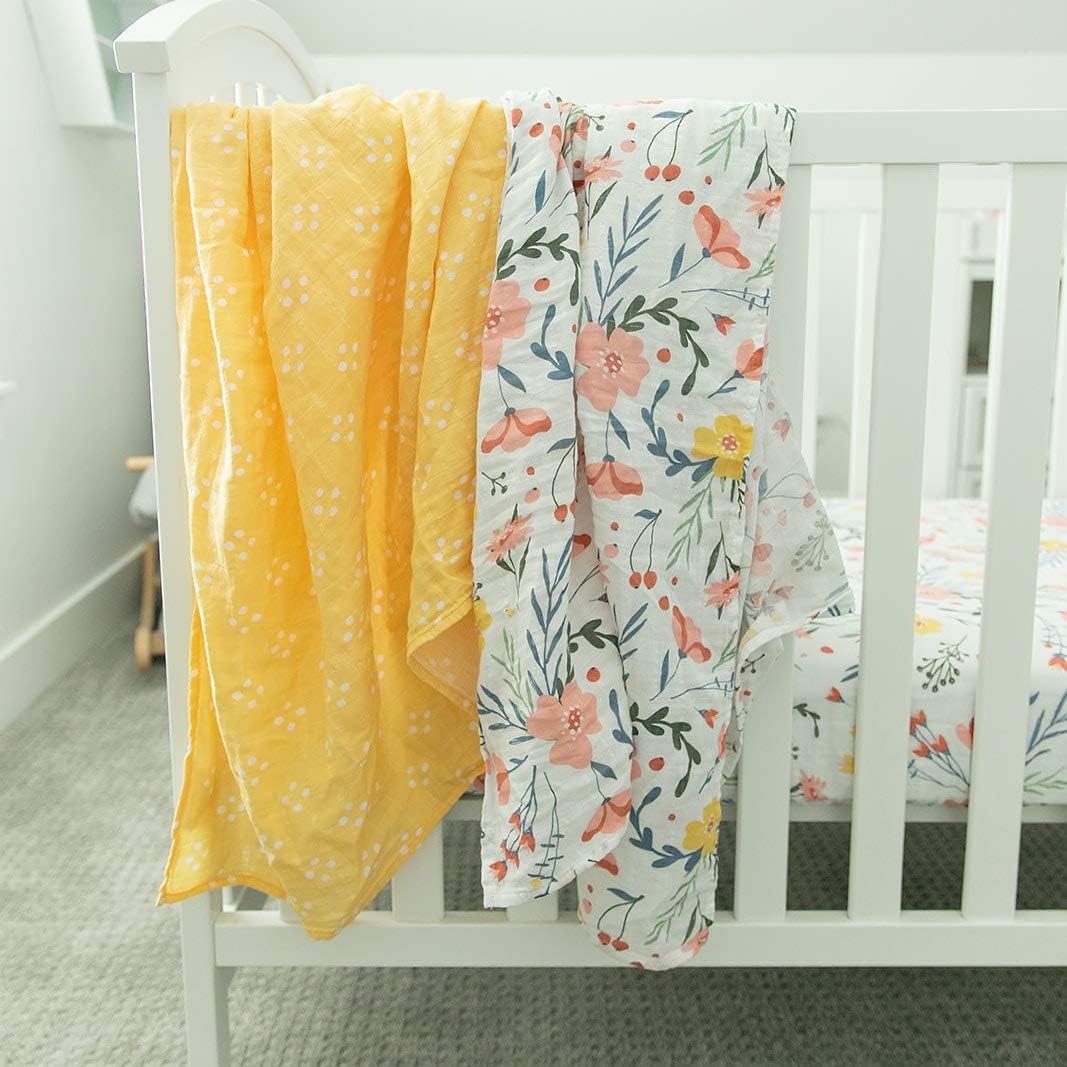 GRACED SOFT LUXURIES Premium Muslin Baby Swaddle Blankets 2 Pack | Large 47 x 47 inch | 100% Cotton