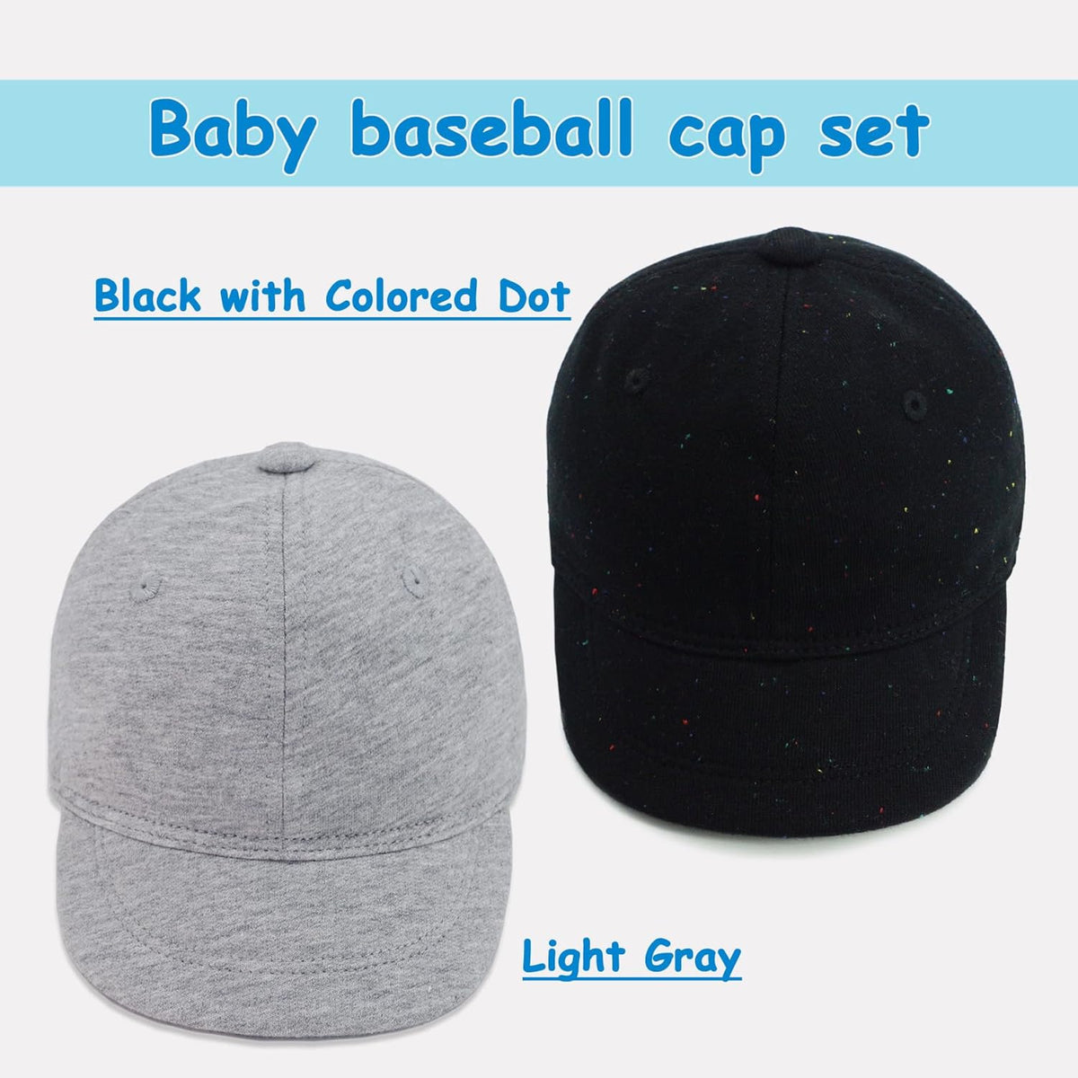 Keepersheep Baby Baseball Cap Infant Sun Hat, Cotton Knit with Soft Brim, Adjustable Soft Newborn