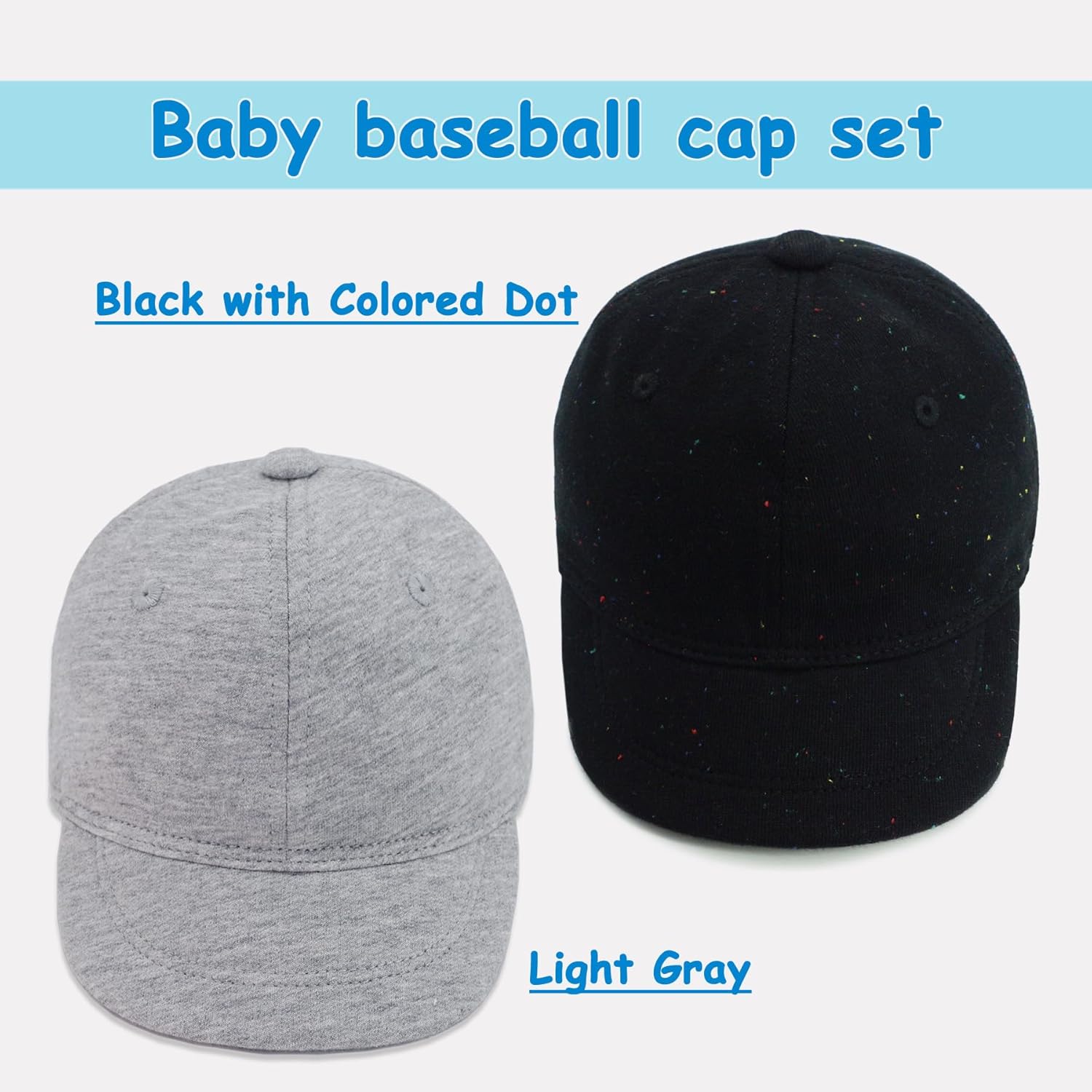 Keepersheep Baby Baseball Cap Infant Sun Hat, Cotton Knit with Soft Brim, Adjustable Soft Newborn