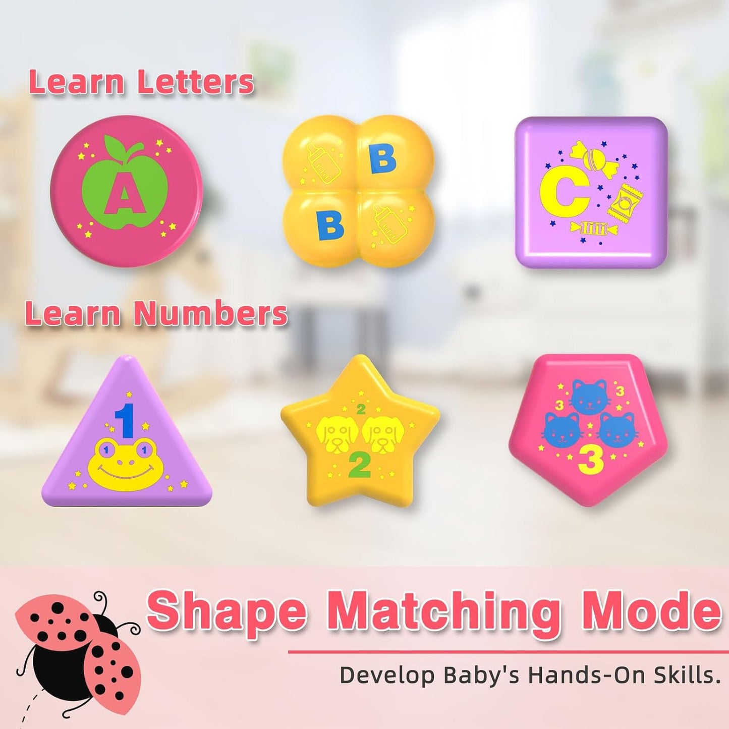 Baby Crawling Toys 6-12 Months,Musical Ladybug Crawling Toy for Infants 0-3-6 7 8 9 10 12-18