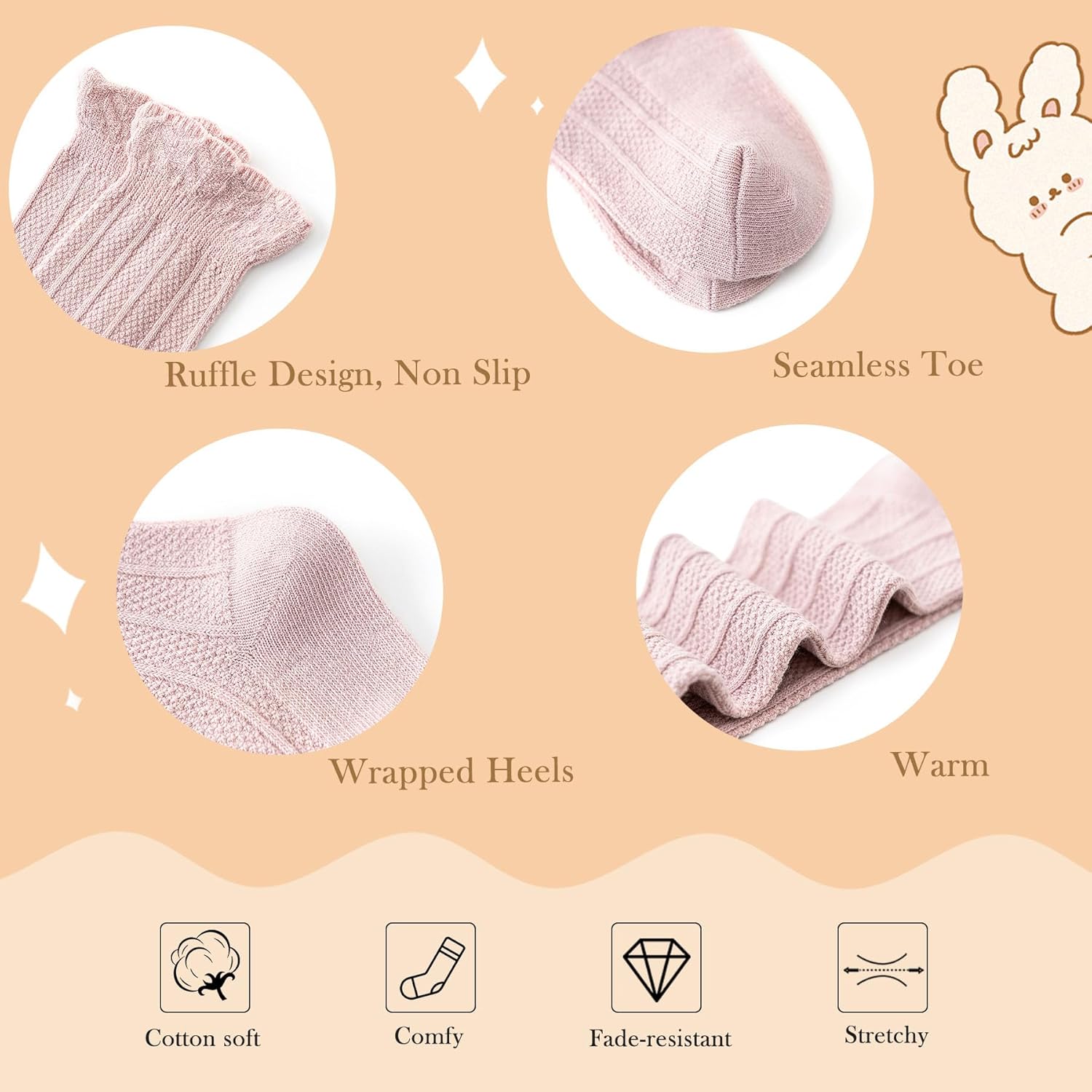 Zando Baby Knee High Socks - Infant to Toddler, Cotton Ruffle Socks, Warm Girls & Boys Long