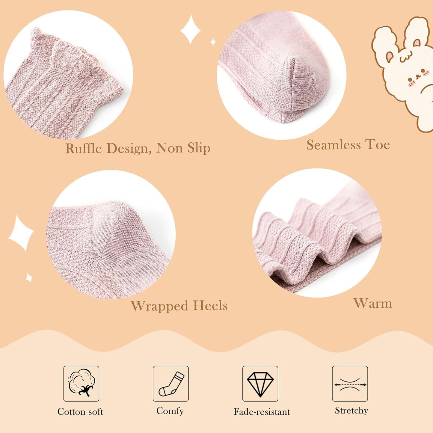 Zando Baby Knee High Socks - Infant to Toddler, Cotton Ruffle Socks, Warm Girls & Boys Long