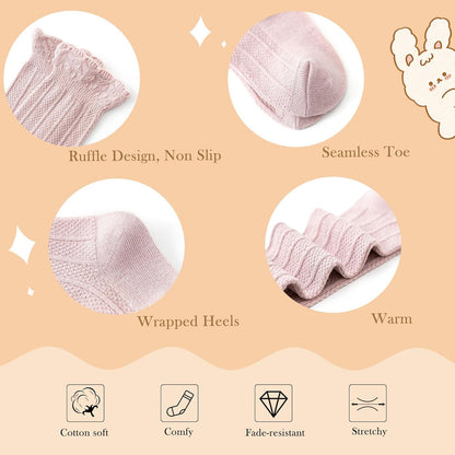 Zando Baby Knee High Socks - Infant to Toddler, Cotton Ruffle Socks, Warm Girls & Boys Long