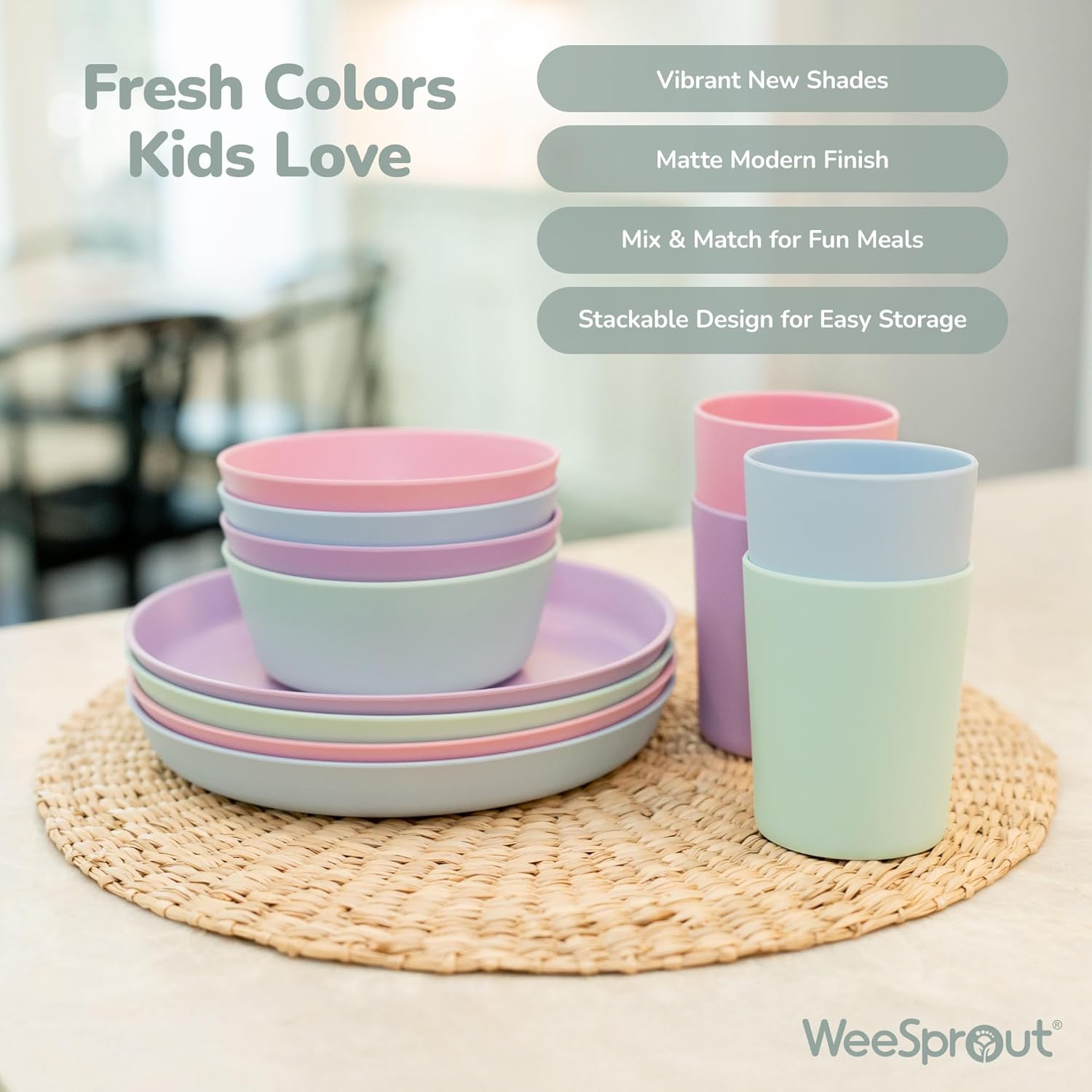 WeeSprout Bamboo Grow-With-Me Sippy Cups with Lids, 10 oz Set of Four, Babies Kids & Toddlers, Made