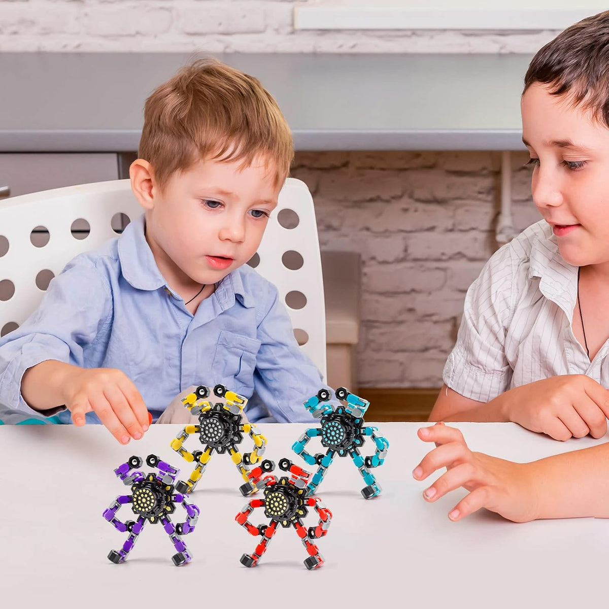 4 PCS Fidget Spinner Sensory Toys,Creative Top Spinning Stress Relief Hand Toy,Transformable Chain